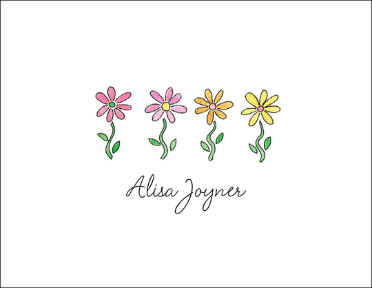 Row of Daisies Folded Note Cards